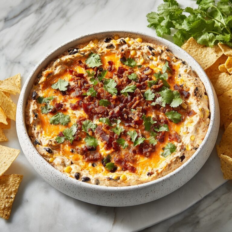 Baked Corn Dip with Bacon, Cheddar, and Chili Recipe