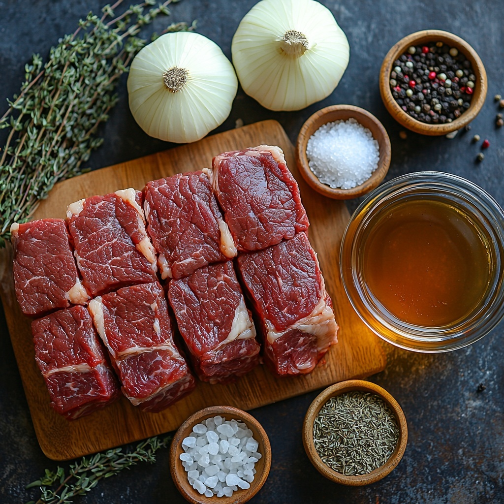 Dry high protein pasta in small uncooked nest, raw Just Bare chicken breast piece, creamy white cottage cheese in a small ceramic bowl, vibrant red marinara sauce in a glass ramekin, golden grated Parmesan cheese sprinkled loosely on a clean white marble surface; ingredients arranged neatly with balanced spacing on a bright, natural light wooden table background; textures highlighted to show the roughness of pasta, smoothness of chicken, creaminess of cottage cheese, glossy marinara, and delicate cheese shavings; styled with minimal rustic props like a small wooden spoon and fresh basil leaves for color contrast; clean edges, soft shadows, and crisp focus emphasizing freshness and variety of textures; overhead shot, top down view, flat lay photography, professional food styling --ar 1:1 --q 2 --s 750 --v 6.1
