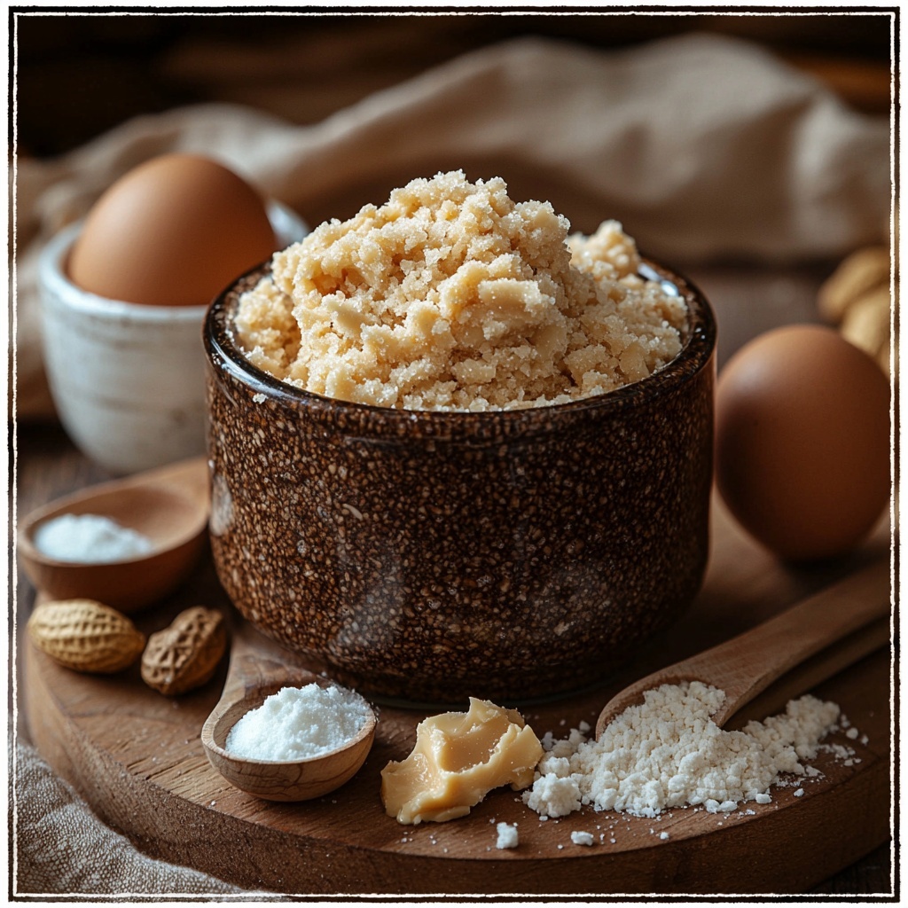 A beautifully arranged flat lay of key ingredients for Pierogi Lasagna on a clean white marble surface: 12 golden, pillowy pierogi neatly stacked and scattered, a small rustic bowl of rich, deep red marinara sauce with visible tomato chunks and herbs, a smooth mound of creamy white ricotta cheese on a wooden spoon, a generous pile of shredded mozzarella cheese with soft, stringy texture, a small ceramic dish filled with finely grated pale yellow Parmesan cheese, a trio of small glass ramekins containing garlic powder, onion powder, and dried basil with earthy green and beige tones, scattered coarse salt crystals and freshly cracked black peppercorns adding texture. Soft natural light from the side casts gentle shadows, enhancing the vibrant colors and inviting textures. The composition balances rustic and clean, styled with a folded linen napkin and simple wooden utensils placed casually to frame the ingredients. Overhead shot, top down view, flat lay photography, professional food styling --ar 1:1 --q 2 --s 750 --v 6.1