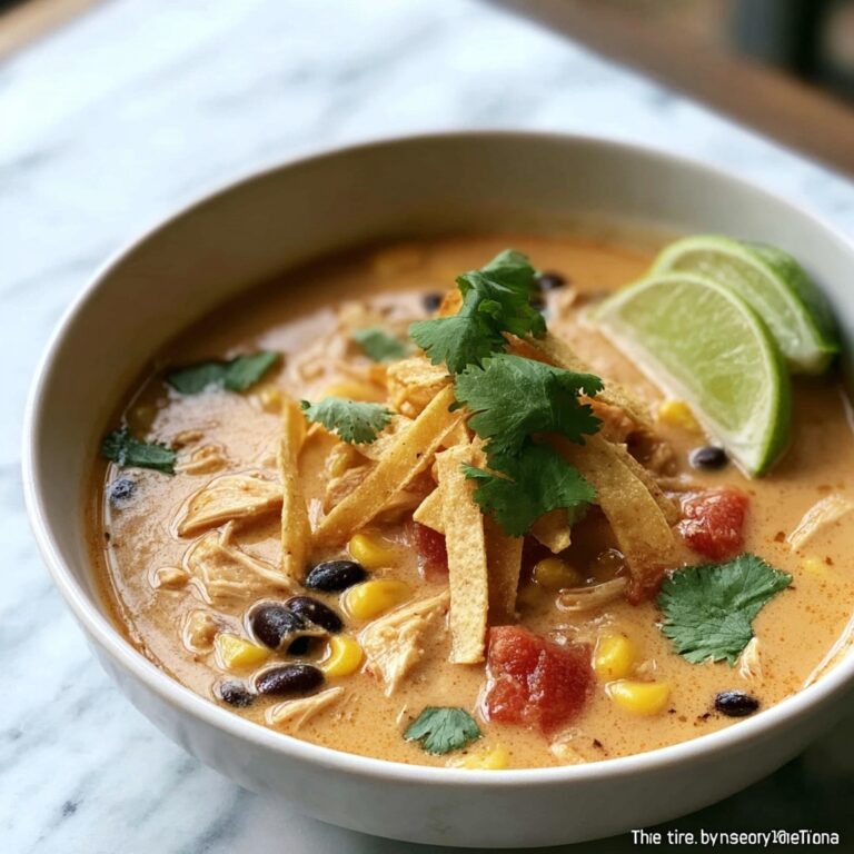 Creamy Chicken Tortilla Soup with Black Beans and Corn Recipe
