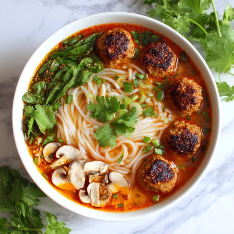 Thai-Style Chicken Meatball Noodle Soup Recipe