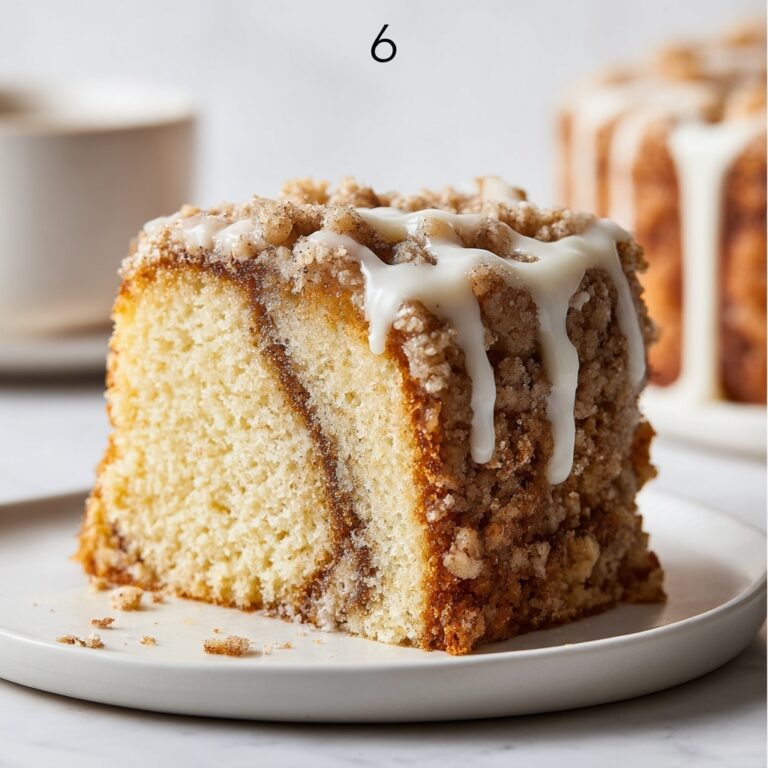 Bakery-Style Coffee Cake with Buttery Crumb, Cinnamon Swirl & Vanilla Glaze Recipe