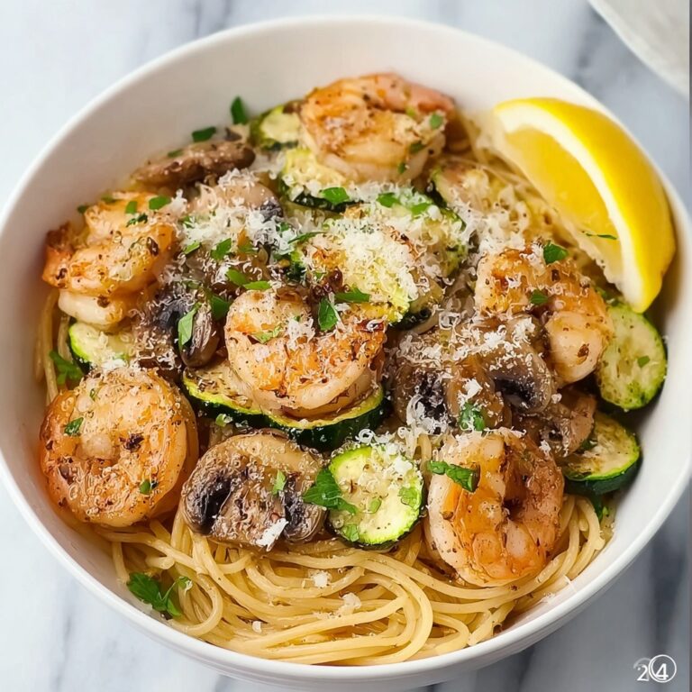 Mushroom and Zucchini Shrimp Pasta Recipe