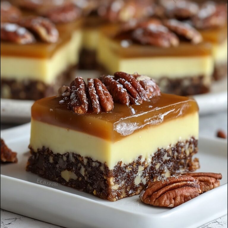 Caramel Pecan Turtle Cheesecake Bars Recipe