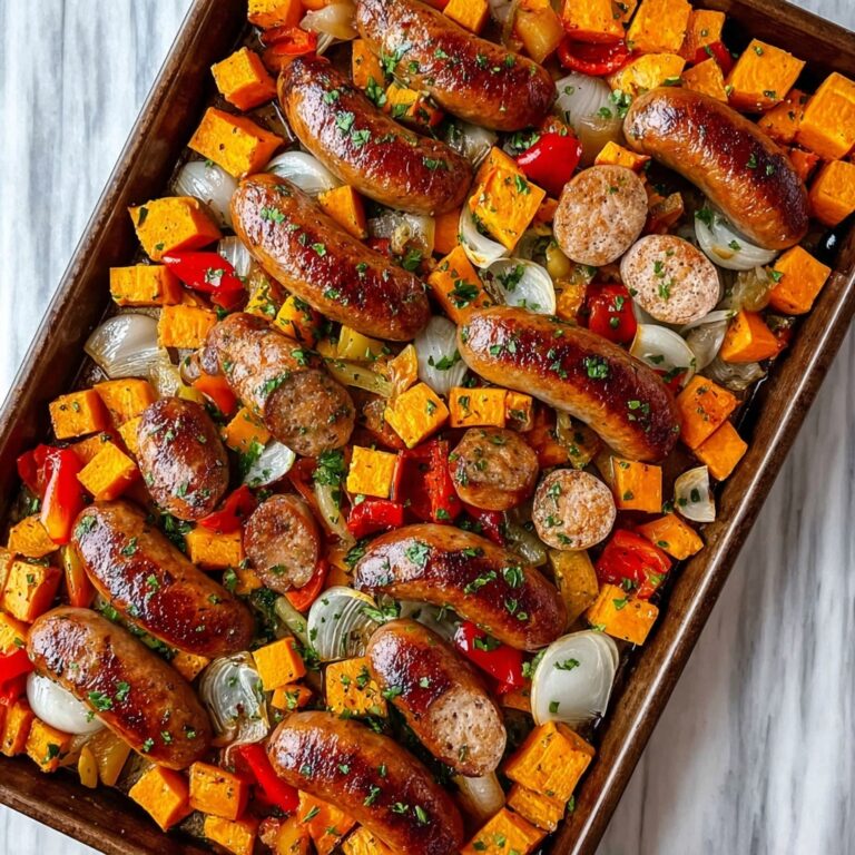Sweet Potato and Sausage One-Pan Roast with Honey Garlic Glaze Recipe