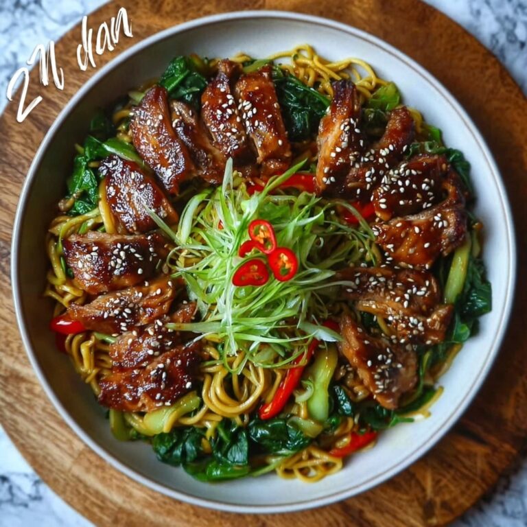 Sticky Garlic Chicken Noodles Recipe