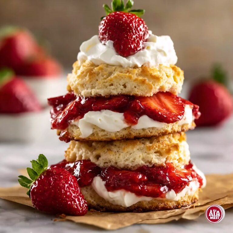 Strawberry Shortcake with Fresh Strawberry Topping and Homemade Whipped Cream Recipe