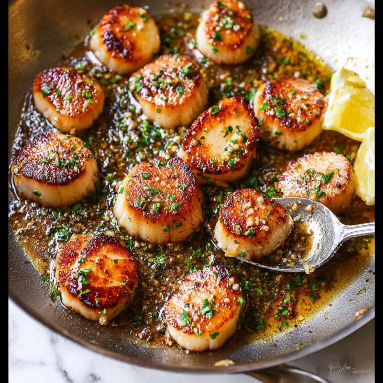 Seared Scallops with Garlic Butter and Lemon Parsley Sauce Recipe