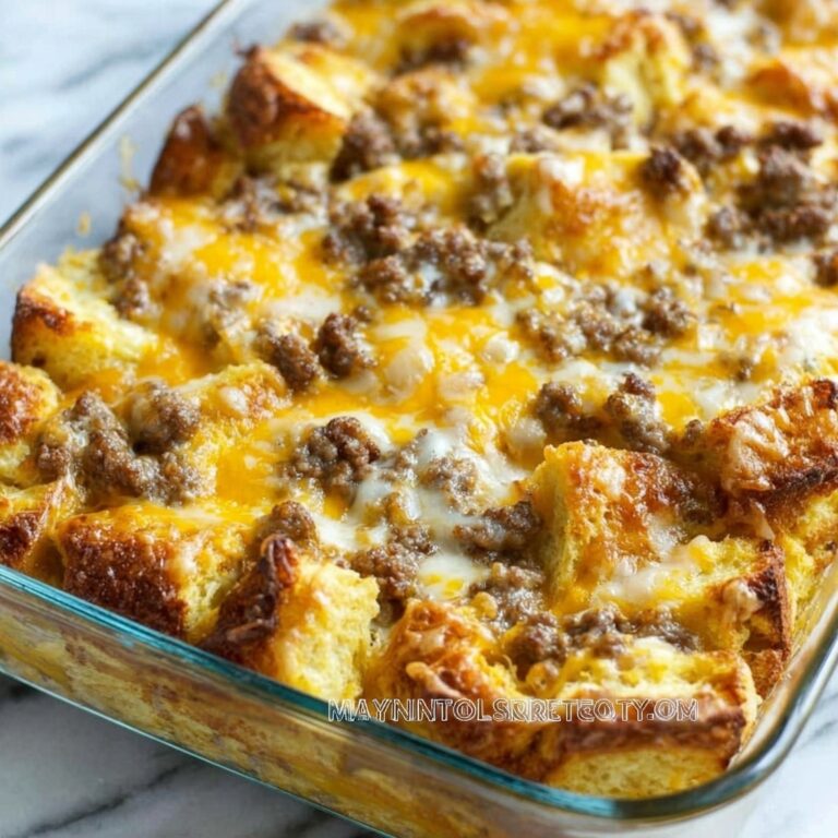 Croissant Breakfast Casserole with Savory Sausage and Cheddar Recipe