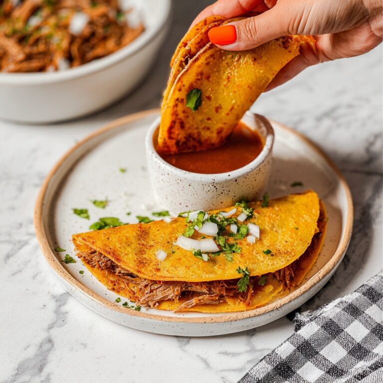 Slow Cooker Beef Birria Tacos with Shredded Cheese and Dipping Broth Recipe