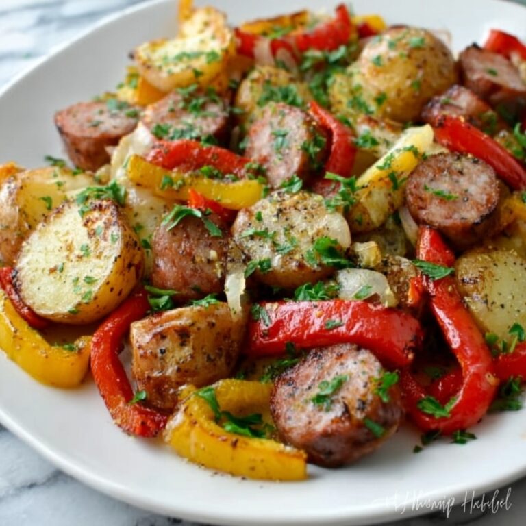 Quick Cajun Sheet Pan Chicken Sausage & Potato Bake Recipe