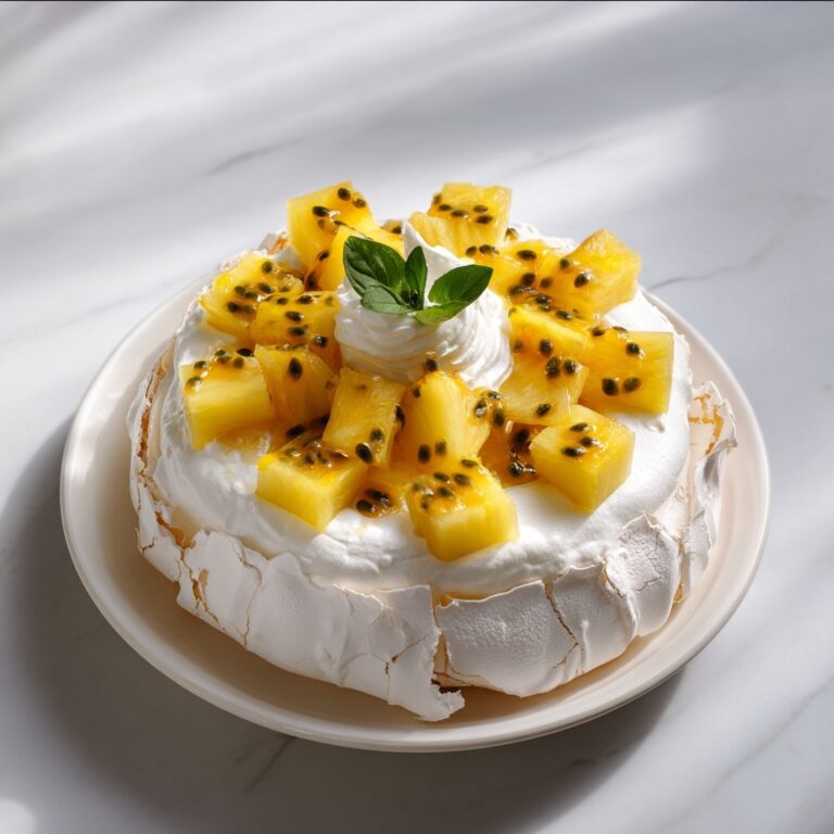 Vanilla Pavlova with Pineapple & Passion Fruit Recipe