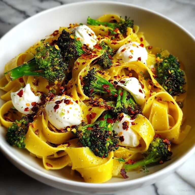 Chili Garlic Pappardelle with Broccoli and Soft Eggs Recipe
