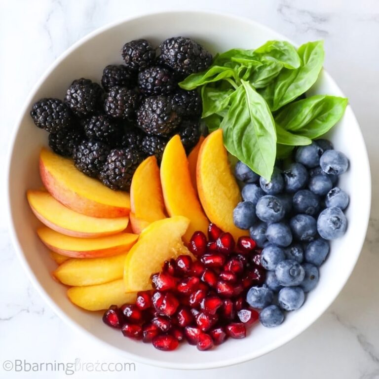 Honey Lime Basil Peach Fruit Salad Recipe