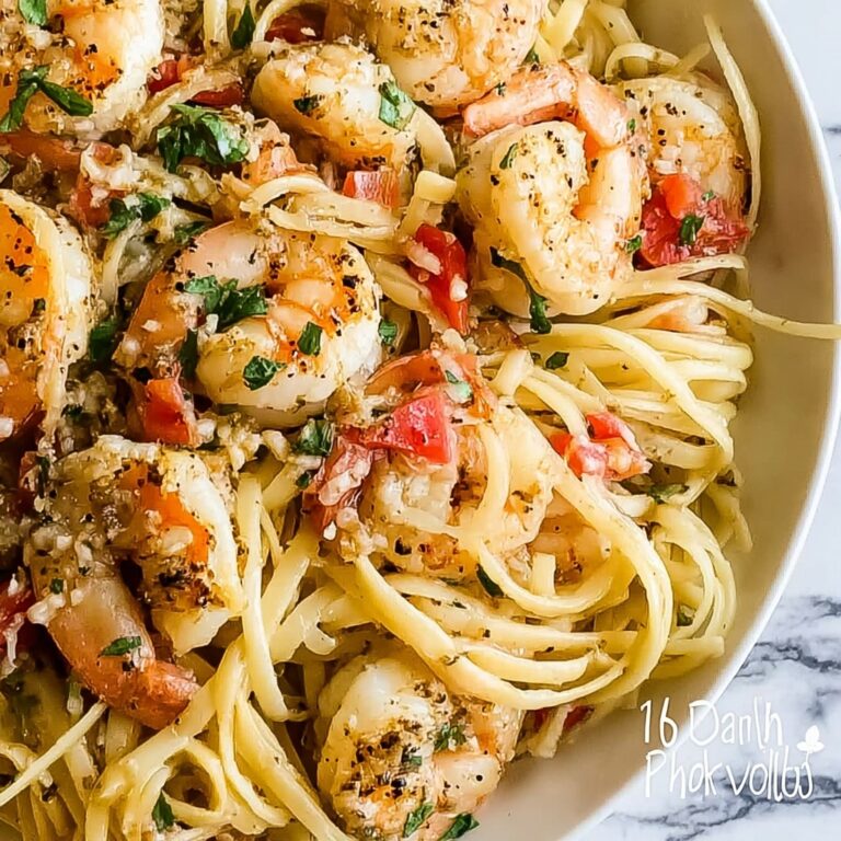 Garlic Butter Shrimp and Chicken Pasta with Lemon and Herbs Recipe