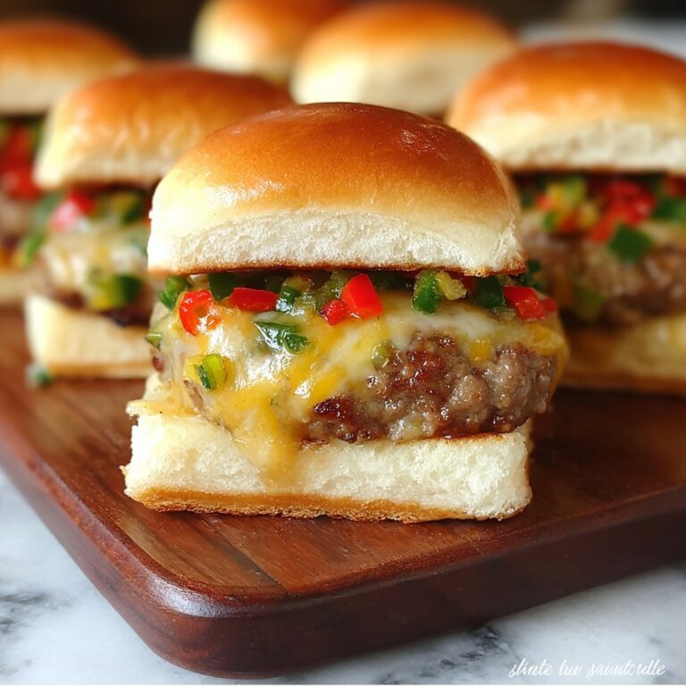 Cheeseburger Sliders with Queso and Sautéed Vegetables Recipe