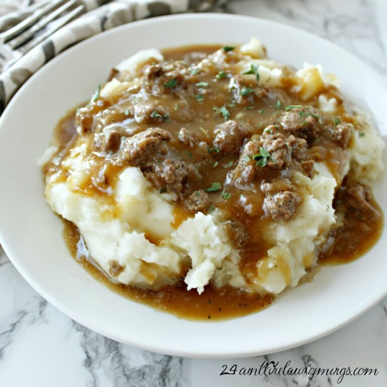 Ground Beef and Gravy Over Mashed Potatoes Recipe