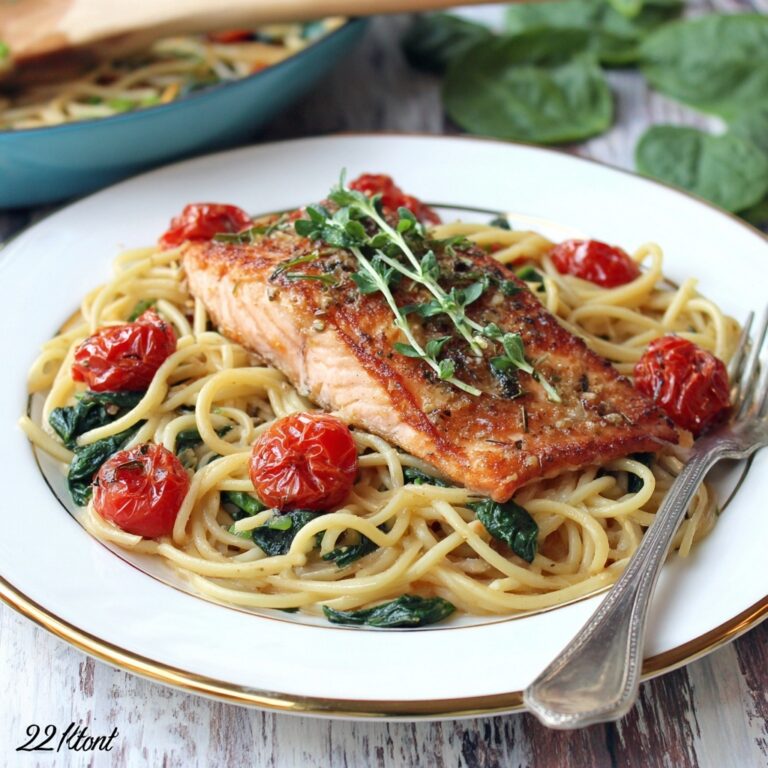Healthy Creamy Tuscan Salmon Pasta Recipe
