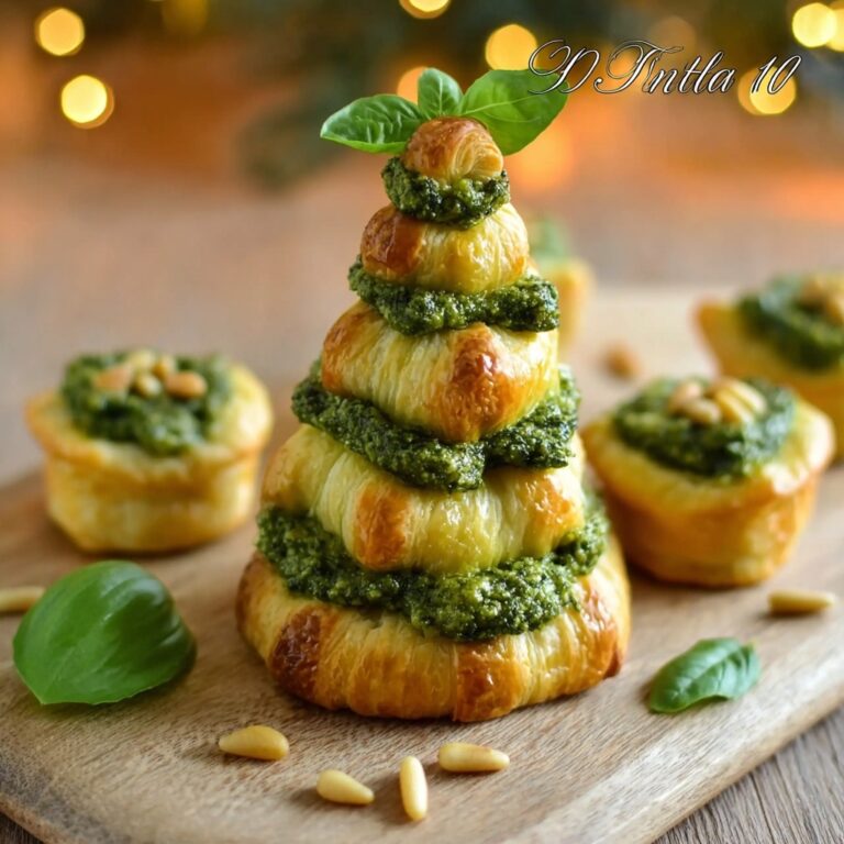 Basil Pesto Cheesy Puff Pastry Christmas Tree Recipe