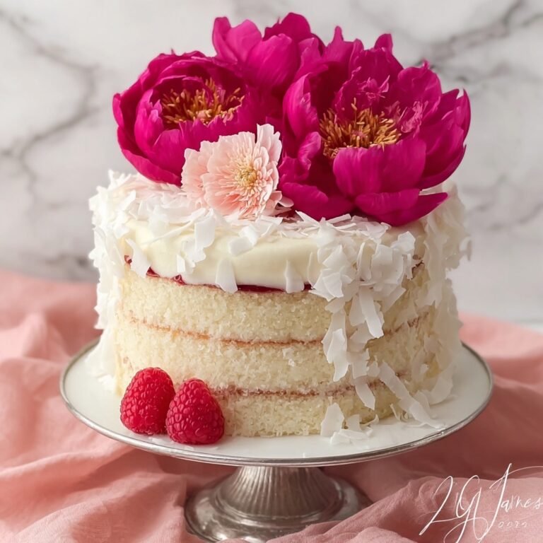Raspberry Coconut Snowball Cake Recipe